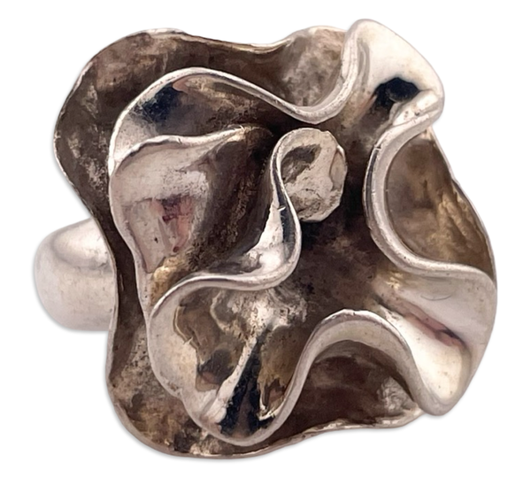 size 7.25 sterling silver chunky stoneless Silpada crinkle ring