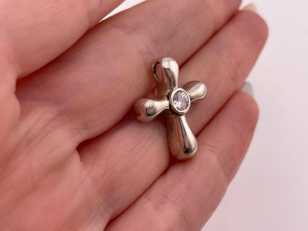 sterling silver rhinestone cross pendant