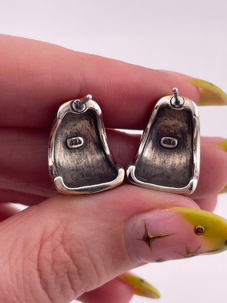 rhodium plated sterling silver & gold wash stoneless dot post earrings