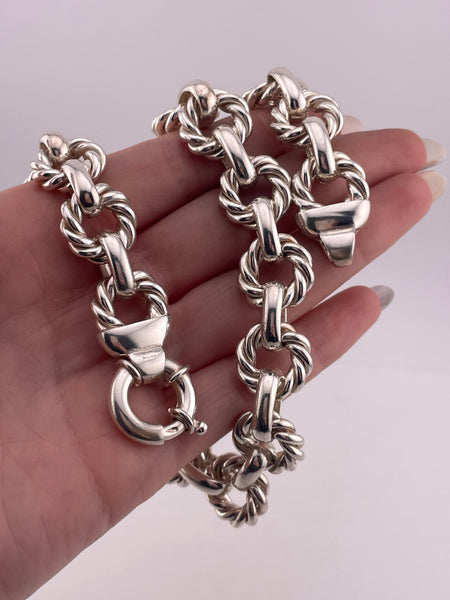 sterling silver 17-3/4" 86 gram chunky necklace