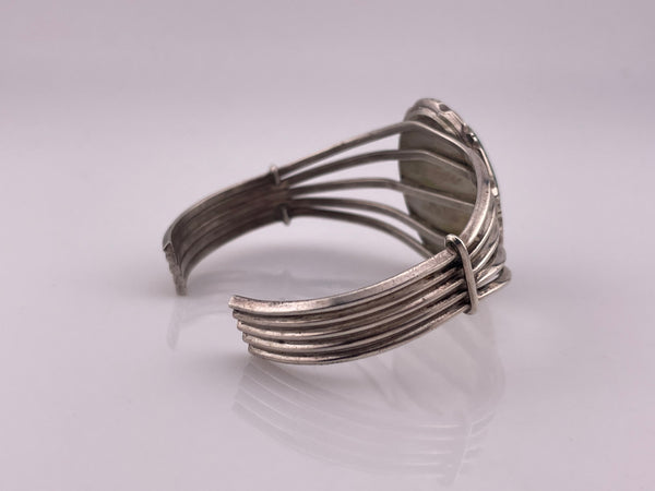 sterling silver 6-1/4" malachite cuff bracelet