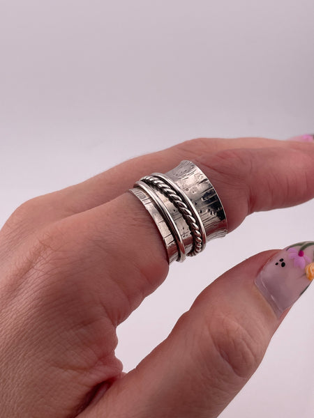 size 7.25 sterling silver wide band spinner ring