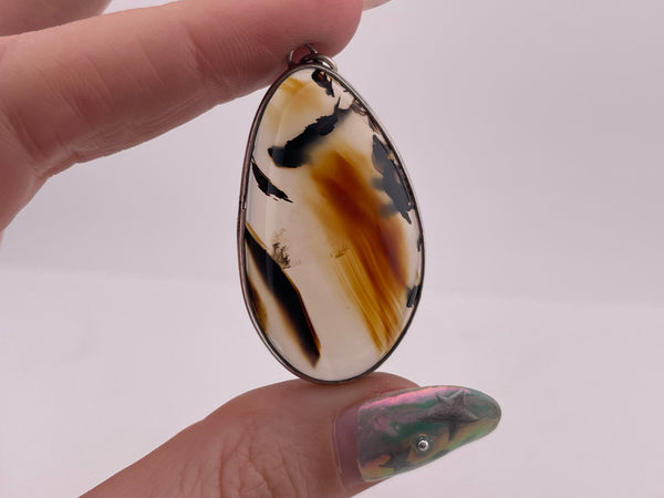 sterling silver Montana agate pendant