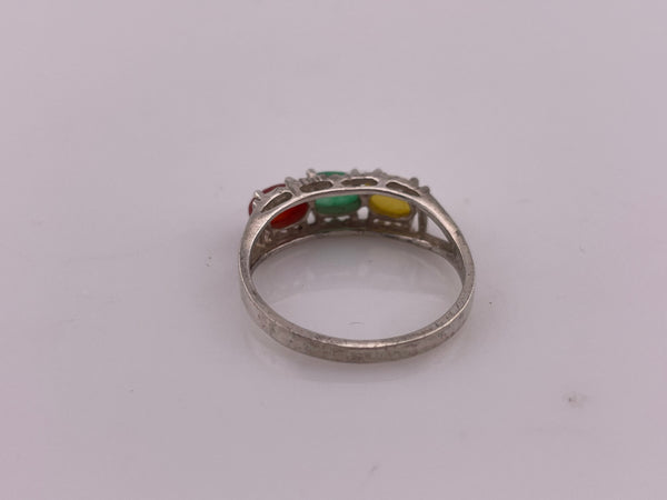 size 9.25 sterling silver Avon multi-color jade ring