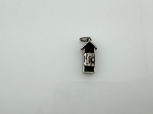 sterling silver outhouse toilet pendant