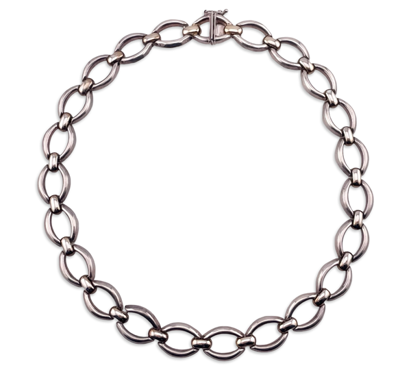 sterling silver 17-7/8" oval link collar necklace