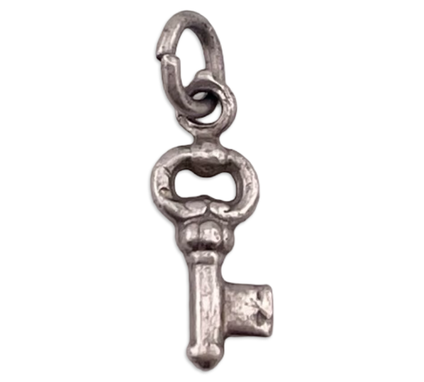 sterling silver petite skeleton key charm pendant