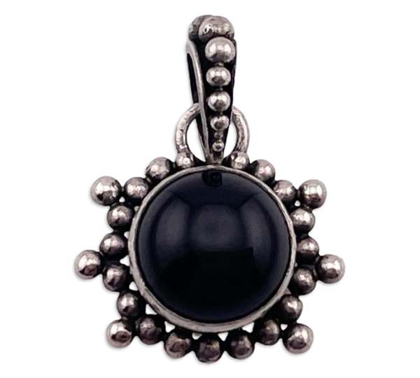 sterling silver onyx dot design pendant ***AS IS***