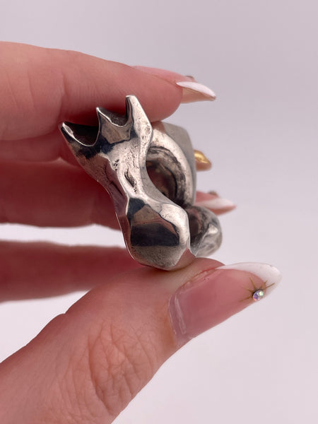 size 7 sterling silver heavy chunky stoneless modernist ring