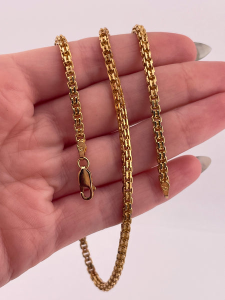 sterling silver 17-3/4" gold plated double link box chain necklace