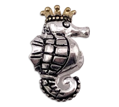 sterling silver gold wash seahorse crown bead pendant