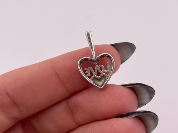 sterling silver 'Love' heart pendant