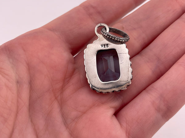 sterling silver faceted lab topaz pendant