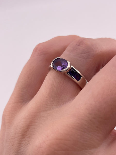 size 7 sterling silver faceted east west amethyst ring