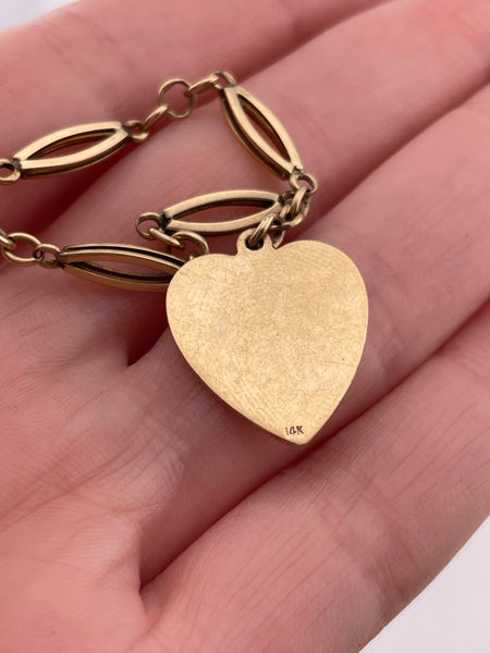 14k yellow gold heart tag link bracelet