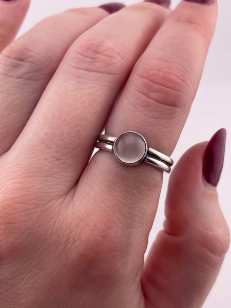 size 7 sterling silver moonstone double band ring