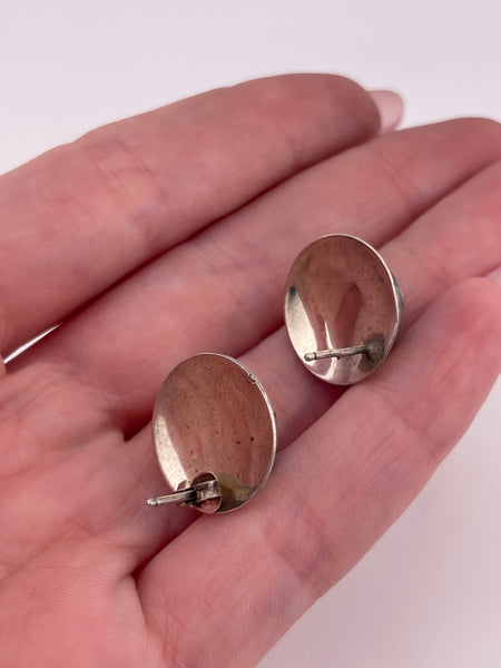 sterling silver stabilized turquoise round post earrings