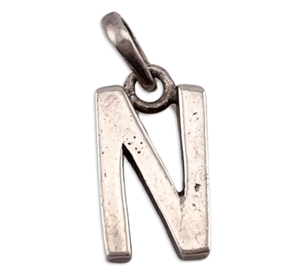 sterling silver letter N initial pendant