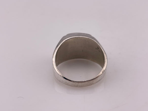 size 9.75 sterling silver onyx 'GD' letters initials ring