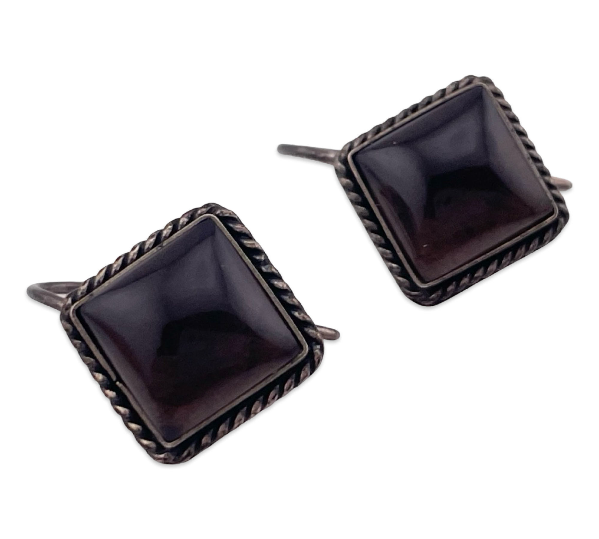 sterling silver brown glass dangle earrings