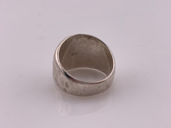 size 8.5 sterling silver chunky heavy stoneless hammered ring