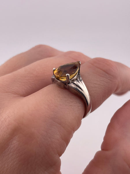 size 7 sterling silver faceted citrine ring