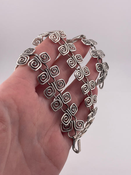 sterling silver 17" swirly collar necklace