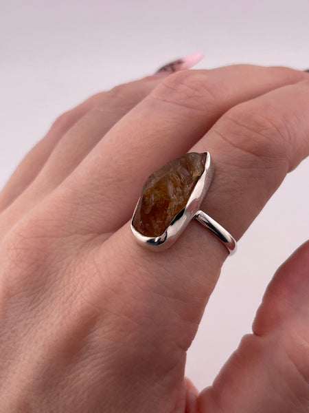 size 8.75 sterling silver raw citrine ring