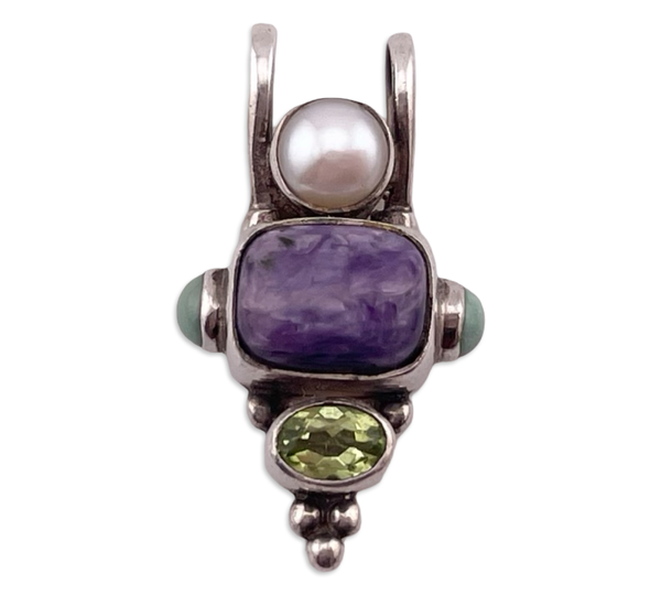 sterling silver multi-gemstone pendant