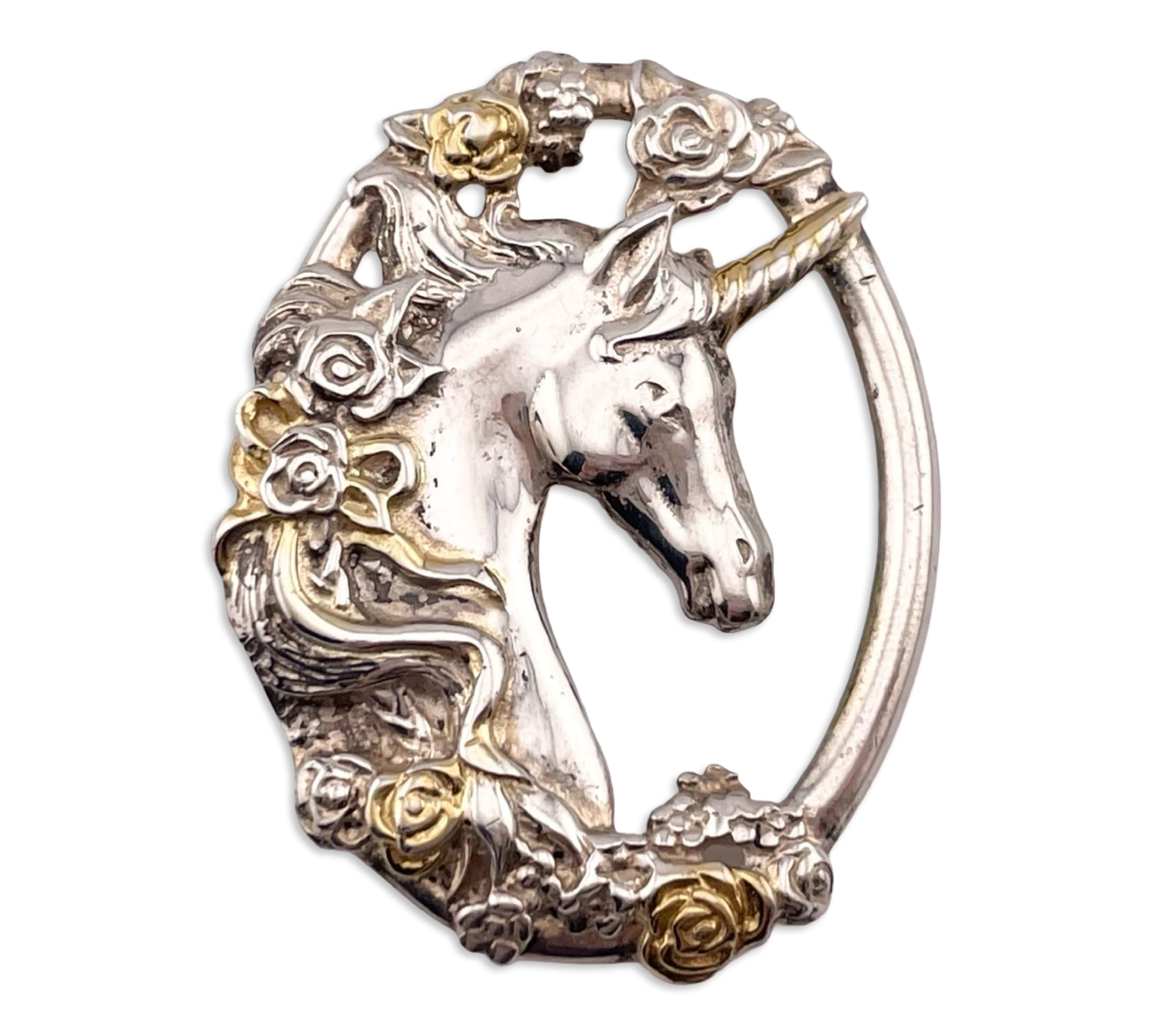 sterling silver gold wash Gorham unicorn pendant
