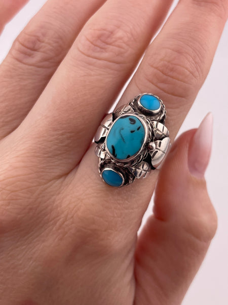 size 8.75 adjustable sterling silver turquoise poison ring