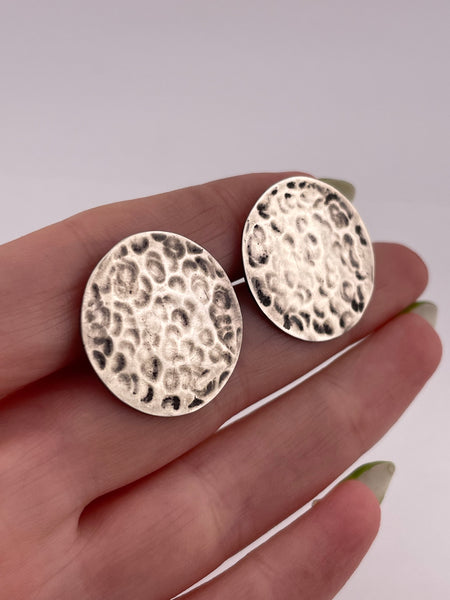 sterling silver hammered textured disc post earrings ***gold posts***