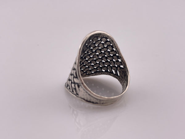 size 9.25 sterling silver stoneless basket weave ring
