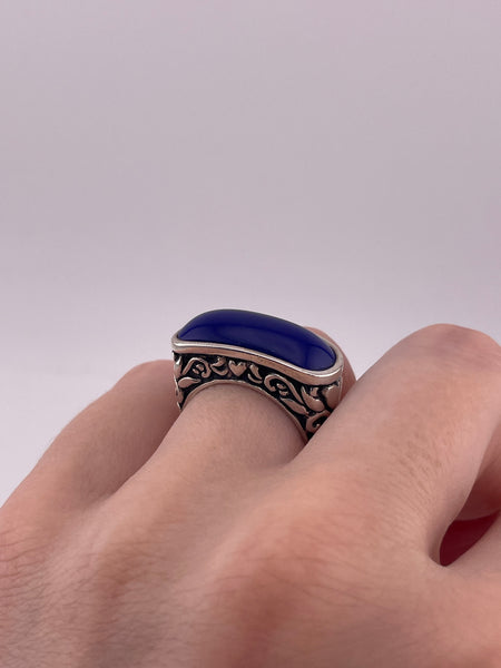 size 7.25 sterling silver faux blue stone heart design ring