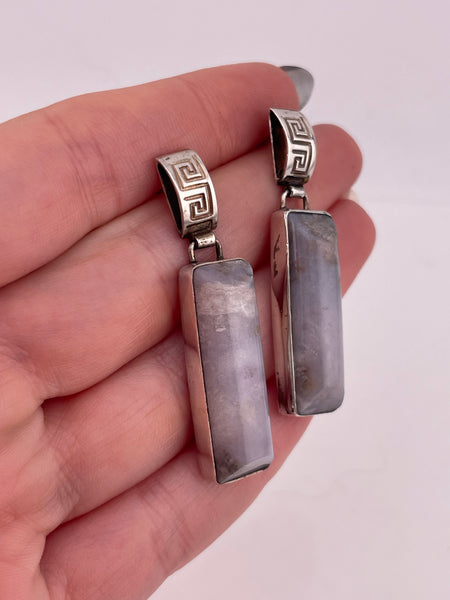 sterling silver agate post dangle earrings