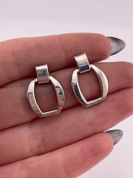 sterling silver rounded rectangle door-knocker post earrings