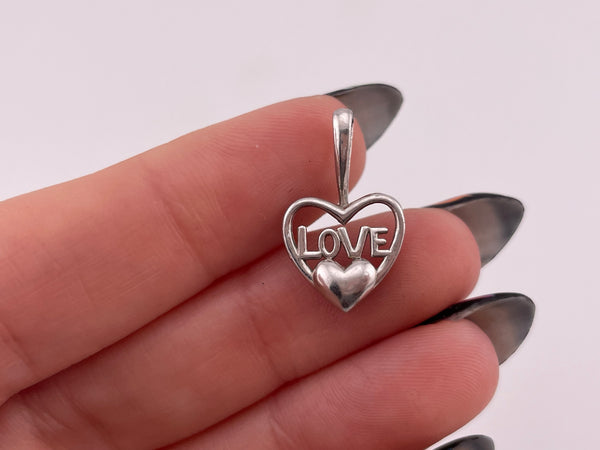 sterling silver 'Love' heart pendant