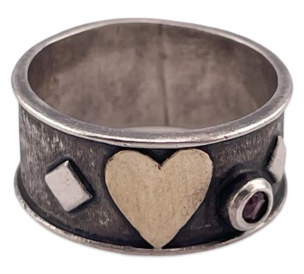 size 5.5 sterling silver gold plated heart garnet ring