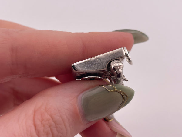 sterling silver rhodium plated "I Love U" telephone pendant