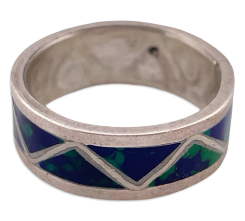 size 5.75 sterling silver azurite band ring