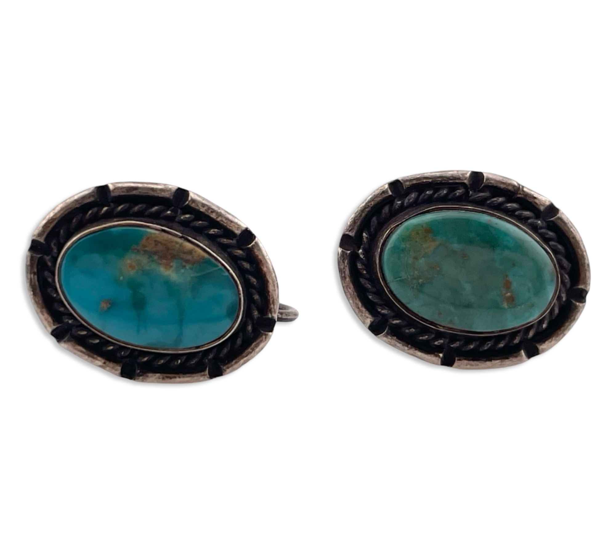 sterling silver screw-back turquoise earrings