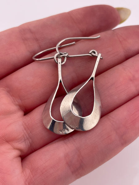 sterling silver stoneless hammered open dangle earrings