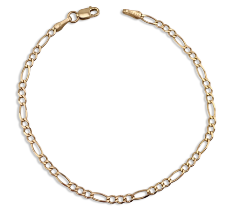 14k yellow gold 7 1/4" 2.75mm figaro chain link bracelet