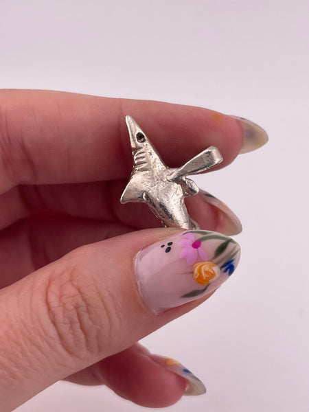 sterling silver solid shark pendant