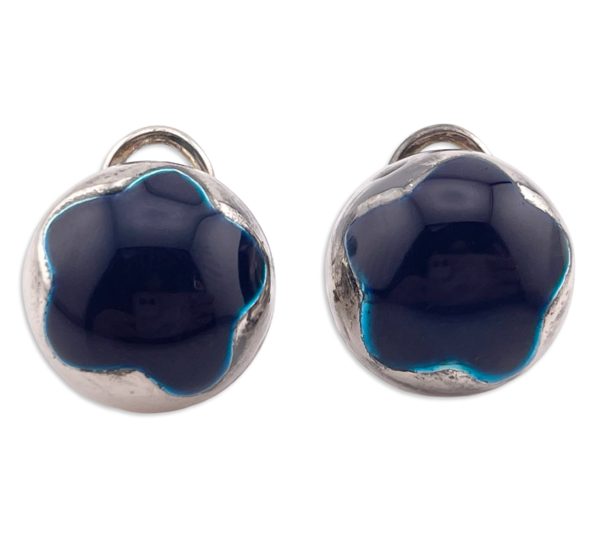 sterling silver chunky blue resin star dome post earrings