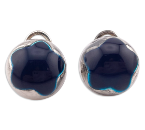 sterling silver chunky blue resin star dome post earrings