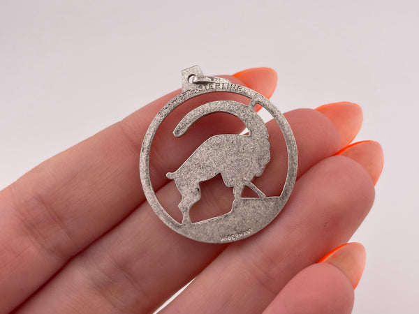 sterling silver matte Aries the Ram zodiac sign cut-out design pendant