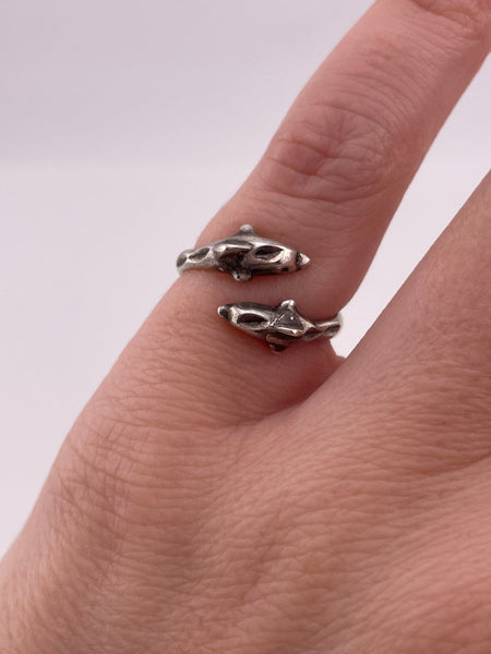 size 4.25 sterling silver dolphin bypass ring