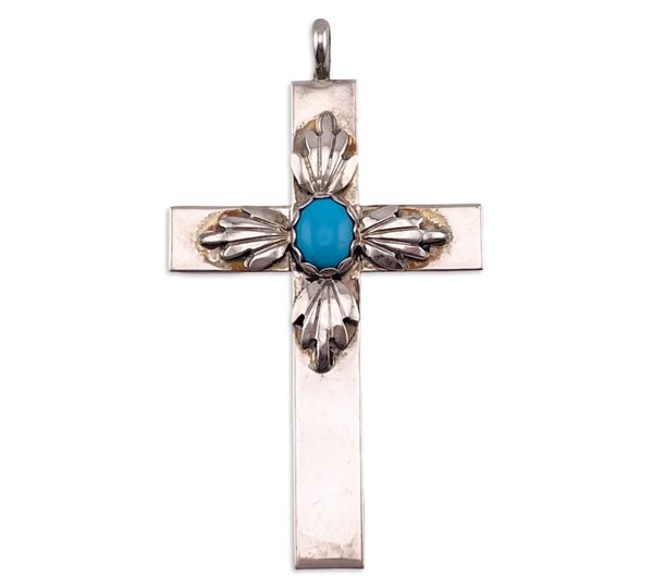 sterling silver turquoise cross pendant