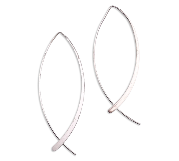 rhodium plated sterling silver lightweight threader dangle earrings **AS IS**
